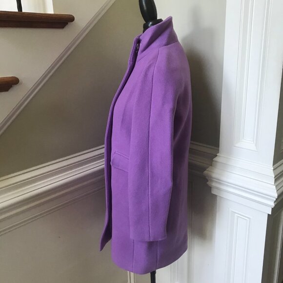 NWT JCREW NEW Cocoon Coat Jacket Womens 0 Purple Italian Stadium Cloth Wool NEW - Picture 10 of 12